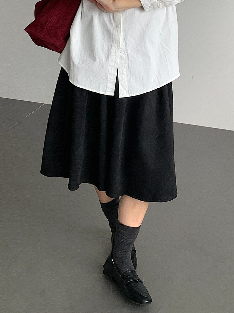 【LD11016】實拍冬季復古麂皮絨A字裙251110