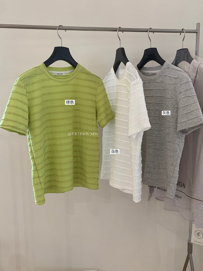 【L10377】實拍檸檬韓系簡約休閒☁️設計感層次拼接寬鬆顯瘦圓領短袖T恤260408