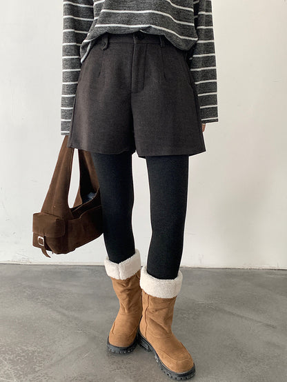 【LD11044】實拍厚款毛呢西裝短褲後鬆緊腰251202