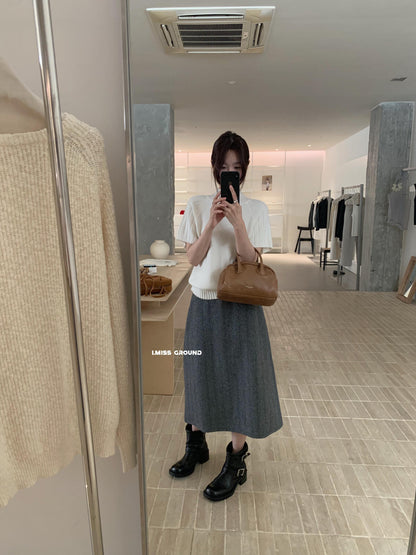 【L60881】實拍秋冬高單質感羊毛呢顯瘦直筒裙+腰帶250923