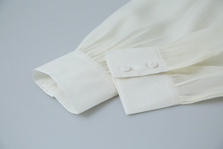 【LD3290】實拍法式釘珠蝴蝶結天絲雪紡襯衫251103