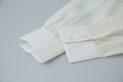 【LD3290】實拍法式釘珠蝴蝶結天絲雪紡襯衫251103