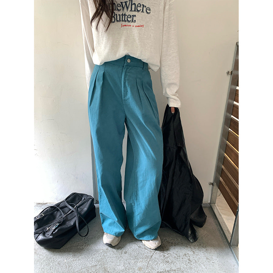 【H5394】實拍韓系高腰燈芯絨直筒褲250902