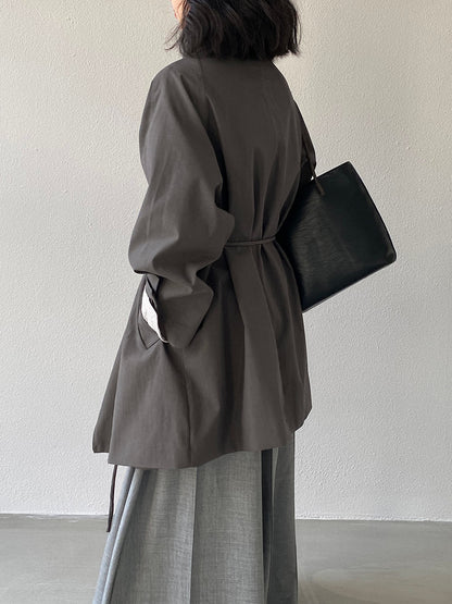 【cim1659】實拍秋冬復古英倫翻領風衣外套＋繫帶251030