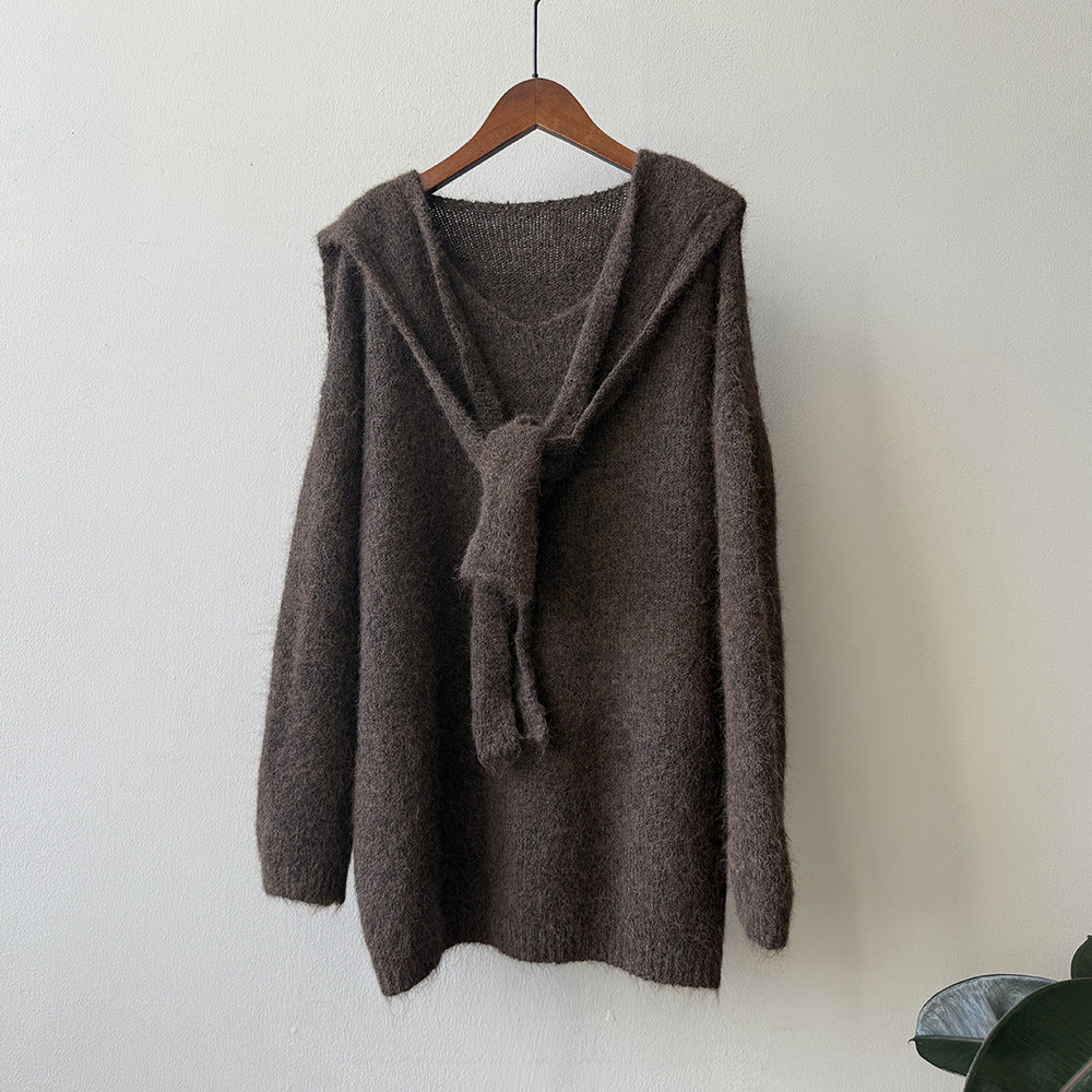 【Y25805】 實拍溫柔軟糯V領毛衣+針織披肩(含羊毛3％）251023