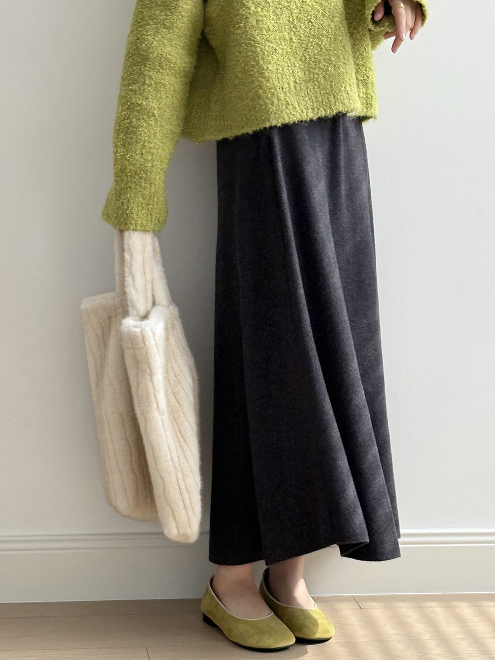 【Y0723】實拍冬季簡約針織大擺A字裙（棉羊毛4%)251106