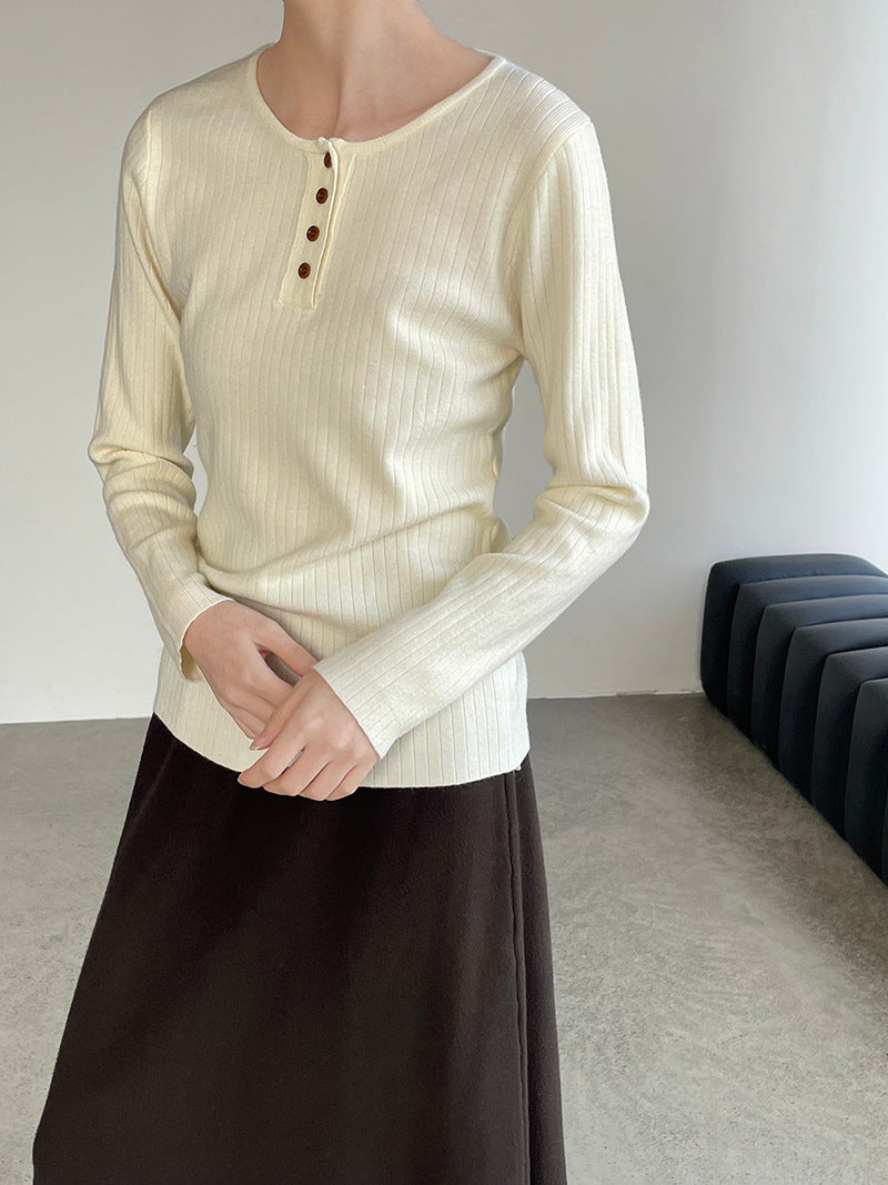 【cimYL369】實拍圓領坑條安迪绒氣質針織衫251201