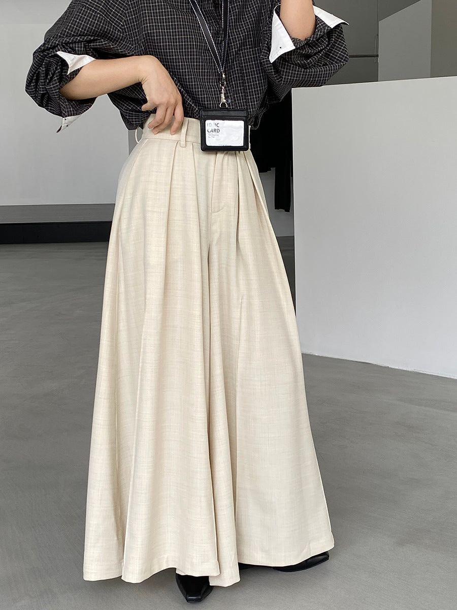 【cim1653】實拍秋日必備高腰壓褶大擺西裝褲251030