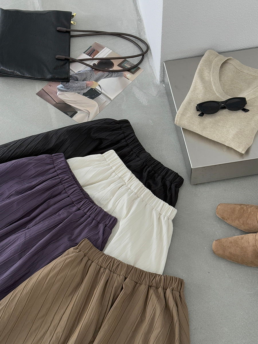 【cim1708】實拍秋冬法式寂靜高腰加厚微花苞A字裙251030