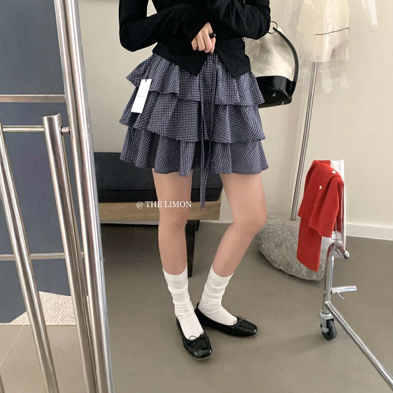 【L8312】實拍夏季學院小格子蛋糕裙高腰短裙250505