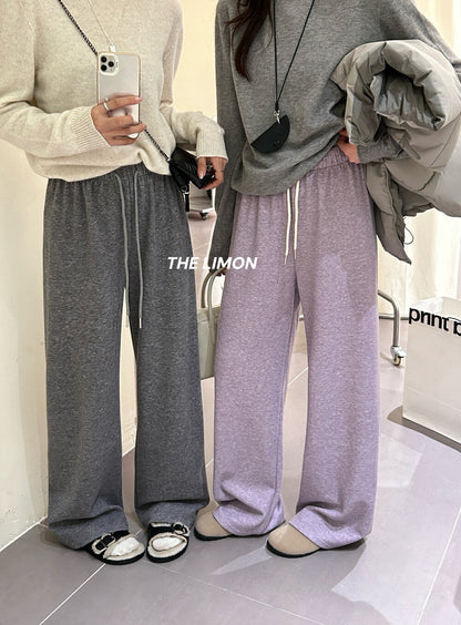 【L1185】實拍檸檬秋冬簡約羊絨抽繩直筒休閒褲251117