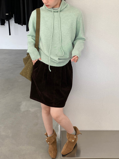 【cimz1374】實拍極簡淨色高領抽繩針織毛衣251120