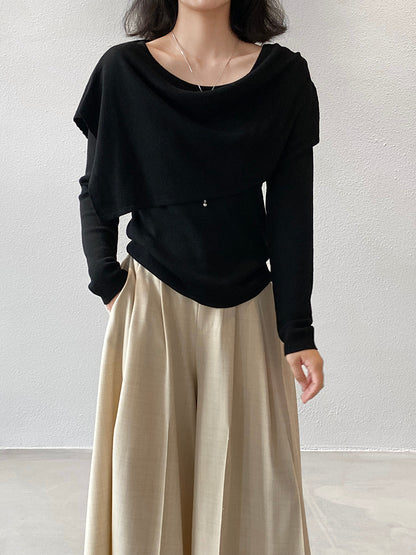 【cim396】實拍慵懶蕩領假2件披肩針織毛衣251030