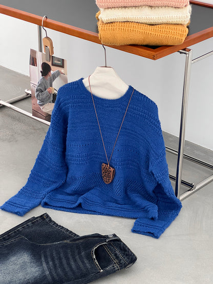 【cim1293】實拍氣質鏤空提花寬鬆慵懶針織衫(15羊毛)251030