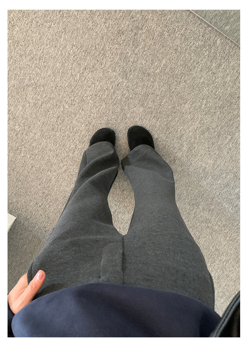 【H5517】實拍超級瘦高腰加絨厚款氣質喇叭褲251125