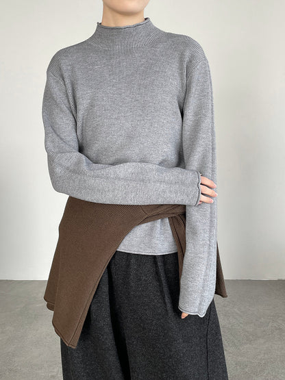 【cimYL713】實拍加厚捲邊半高領保暖針織衫251201