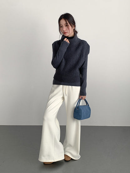 【LD11056】實拍慵懶高級感超修飾微喇叭衛褲251209