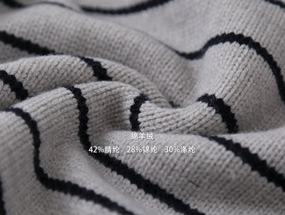 【LD11063】實拍復古條紋加厚棉羊絨針織毛衣251209