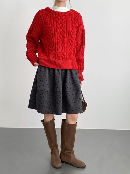 【LD11003】實拍冬季加厚麻花長袖圓領毛衣251110