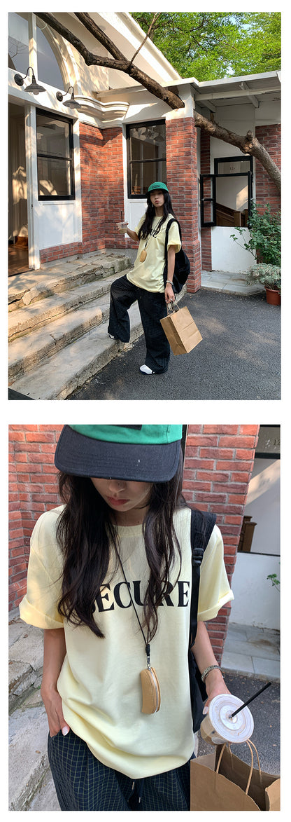【H5166】實拍夏日寬鬆圓領印花寬鬆短袖T恤250407