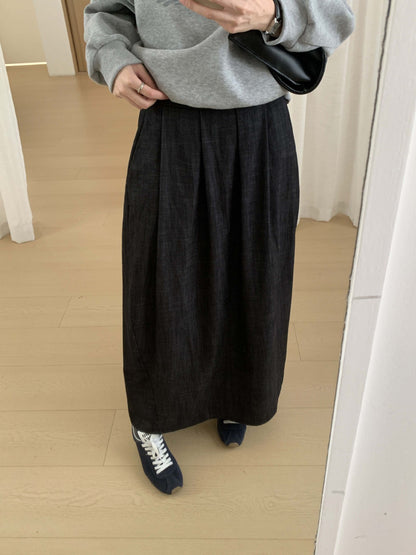 【H561】實拍秋冬簡約鬆緊腰後開叉裙251021