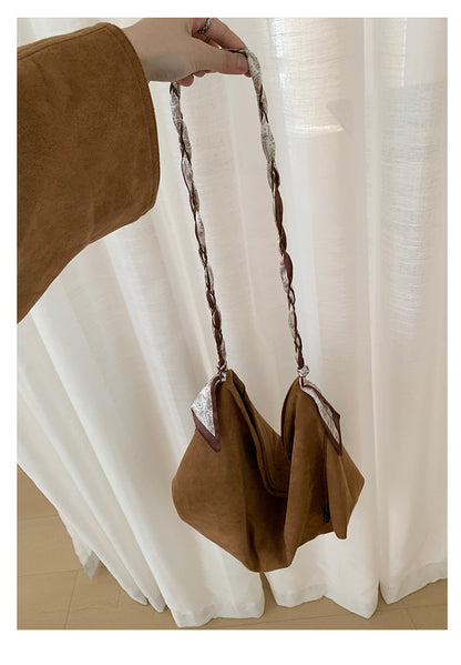 【H569】實拍復古個性皮革拼麂皮絨大衣外套＋麂皮肩背包251021