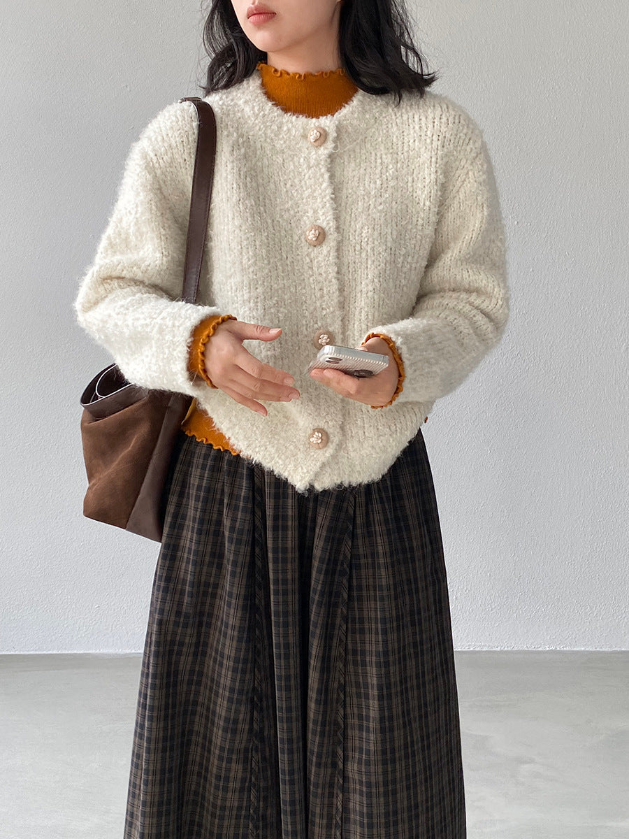 【cimz1391】實拍毛茸茸可愛羊毛針織毛衣開衫（羊毛14%)251201