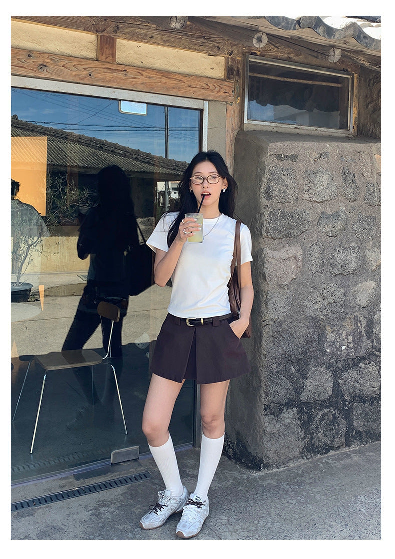 【H5388】實拍基礎7色磨毛圓領短袖T恤250902