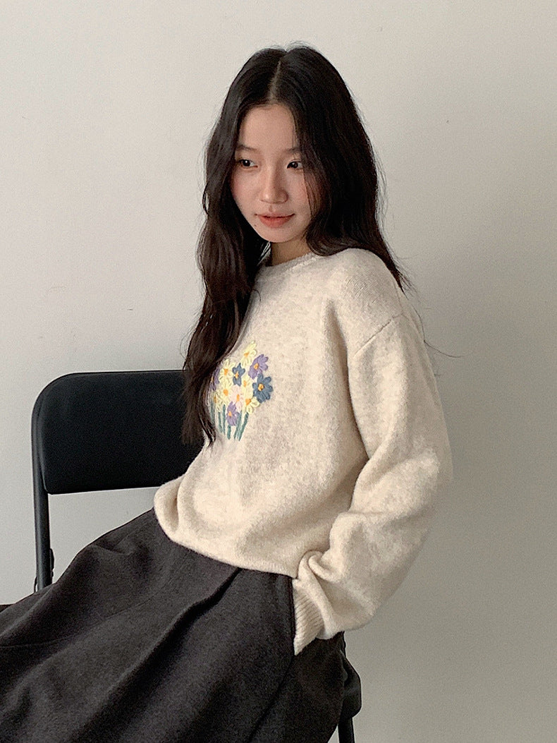 【LD11038】實拍立體小花針織衫251202