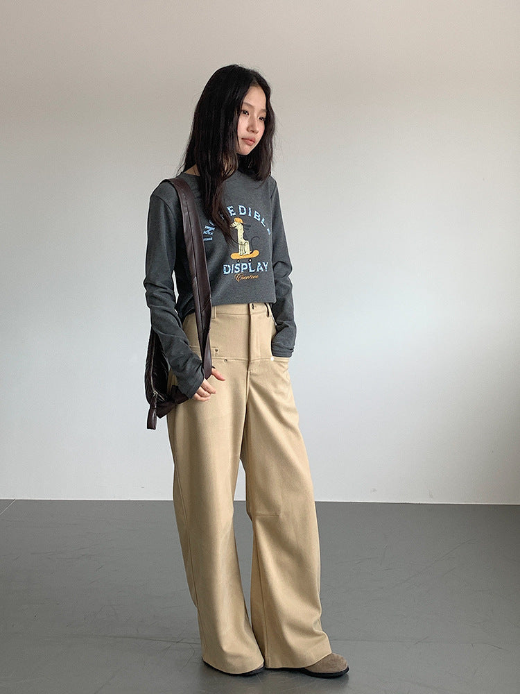 【LD3302】實拍S~XL秋冬顯瘦直筒毛呢休閒褲251103