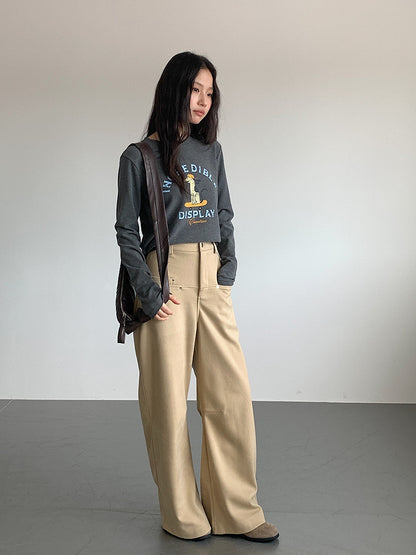 【LD3302】實拍S~XL秋冬顯瘦直筒毛呢休閒褲251103