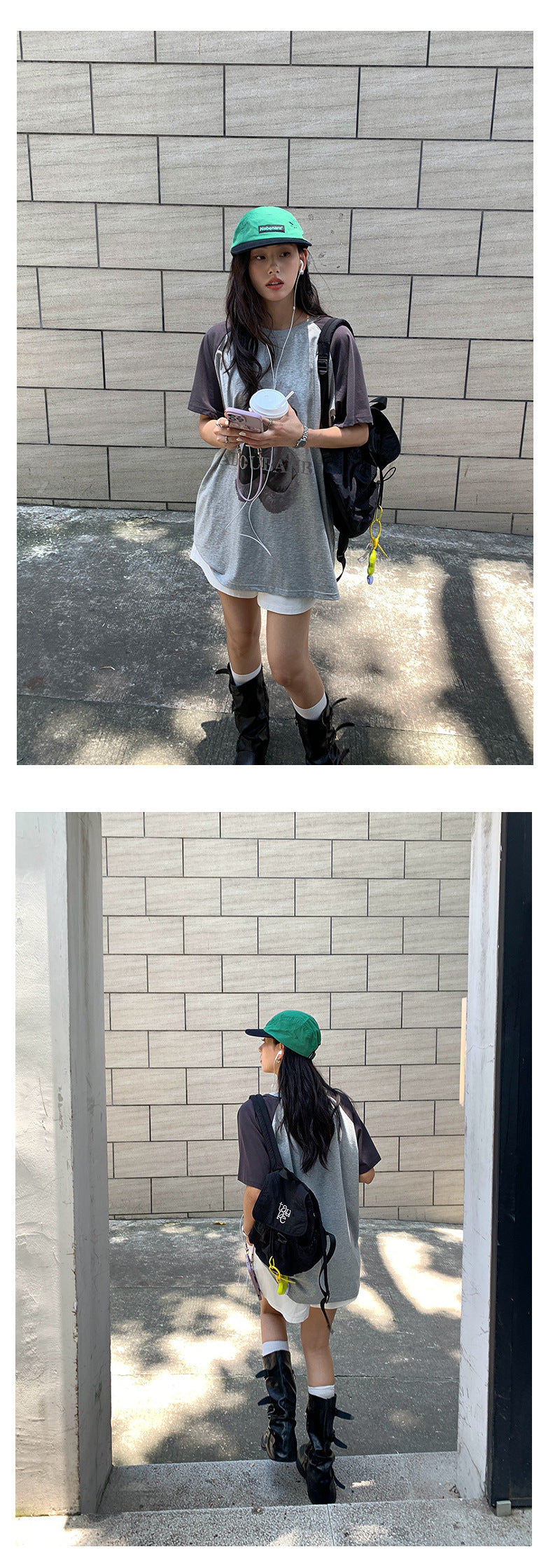 【H5365】實拍夏天韓版墨鏡小狗寬鬆長版棉質T恤250708