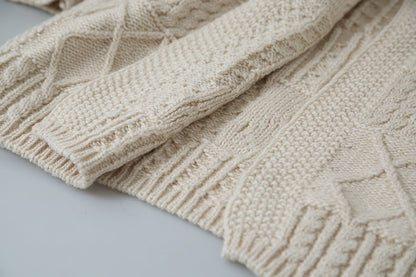 【LD3297】實拍復古立體厚實絞花大翻領毛衣外套251103