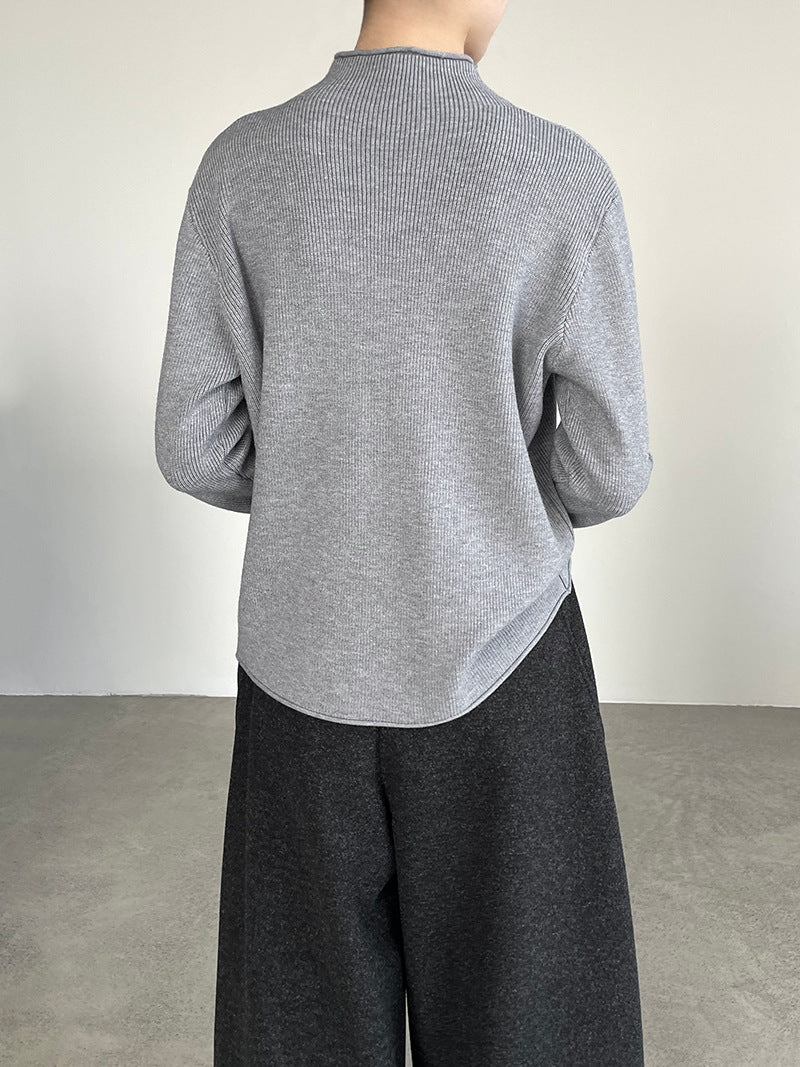 【cimYL713】實拍加厚捲邊半高領保暖針織衫251201