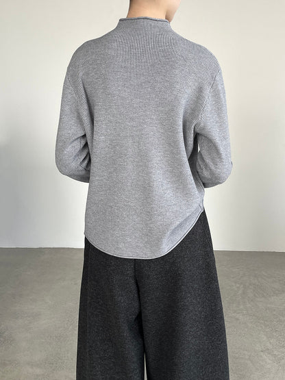 【cimYL713】實拍加厚捲邊半高領保暖針織衫251201