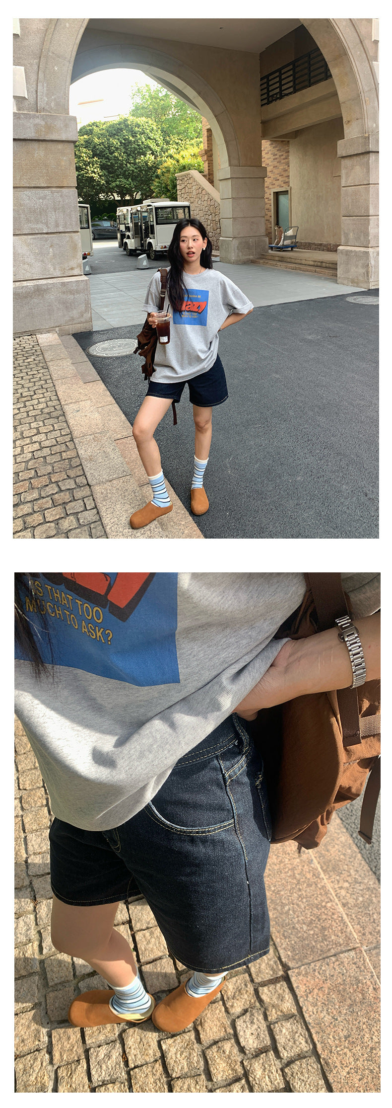 【H5206】實拍S~XL夏季復古高腰寬鬆直筒牛仔短褲250422