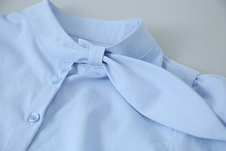 【LD3278】實拍小圓領長袖襯衫+條紋針織背心（分開下單）251103