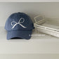 【M414】韓國小眾設計師款蝴蝶結刺繡甜美牛仔棒球帽240323