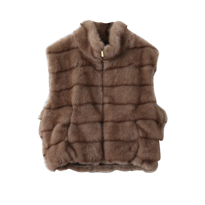 【LD11042】實拍皮毛一體立領拉鍊背心外套251202