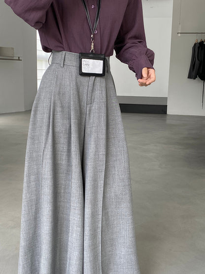 【cim1653】實拍秋日必備高腰壓褶大擺西裝褲251030