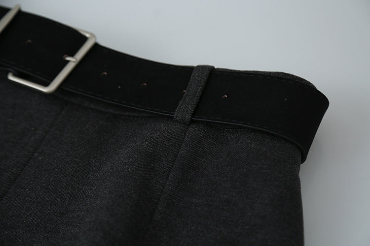 【LD3300】實拍S~XL韓版高腰顯瘦毛呢A字裙＋腰帶251103