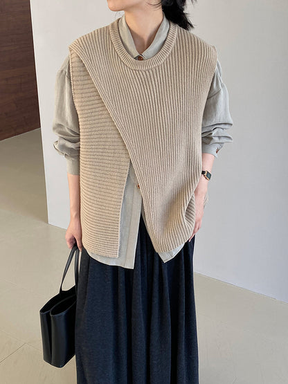 【cim8979】實拍秋冬設計師款不規則寬鬆針織馬甲251030