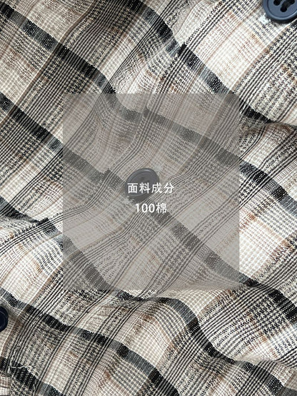 【cimz6509】復古浪漫主義🌹精緻木耳邊格紋長袖襯衫260319