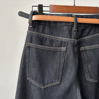 【Y981316】實拍S~XL冬季高腰加絨直筒牛仔褲含腰帶251106
