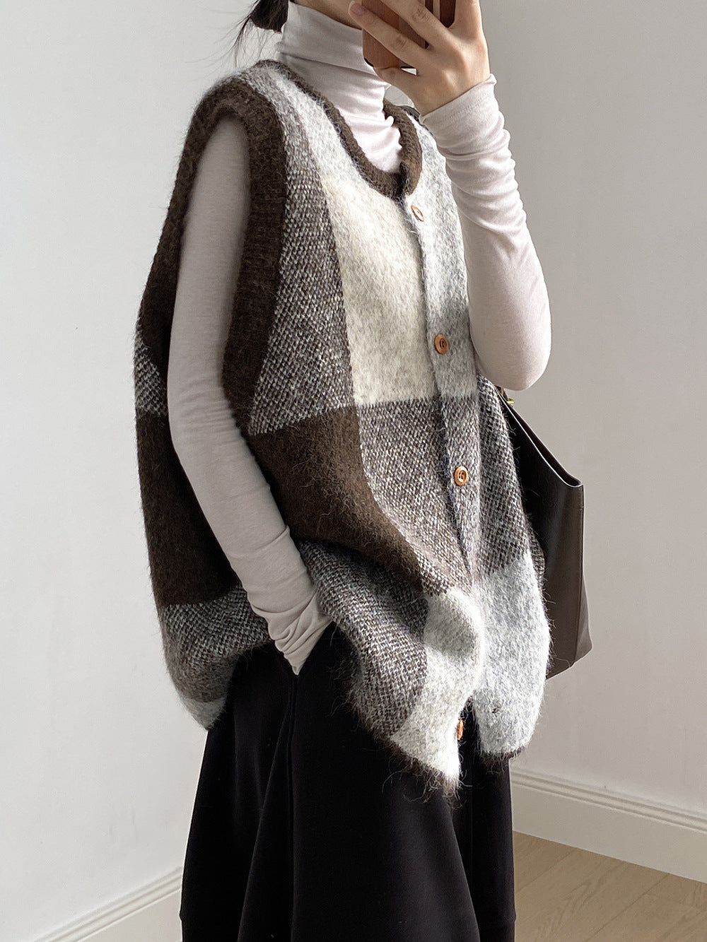 【YP2576】 實拍日系復古格子針織馬甲(含羊毛3%) 251023