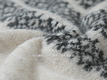 【LD11004】實拍兔絨毛混紡費爾島針織毛衣半拉鏈大翻領251110