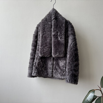 【YH707】實拍高質感毛茸茸仿皮毛保暖一体毛绒外套＋圍巾251113