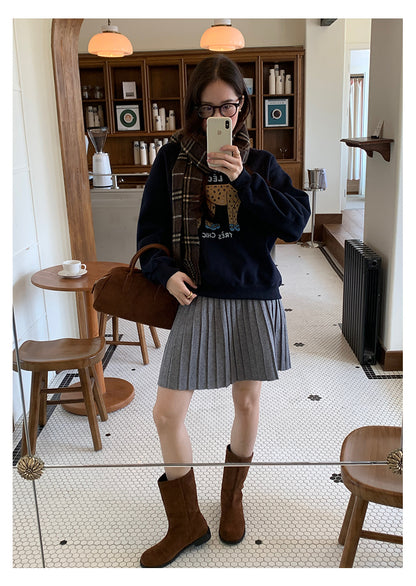 【H5518】實拍復古中性條紋針織衫＋針織百褶裙251125