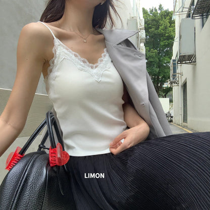 【LTM1932】檸檬家法式純慾・蕾絲修身細肩帶內搭背心 (附胸墊)260916