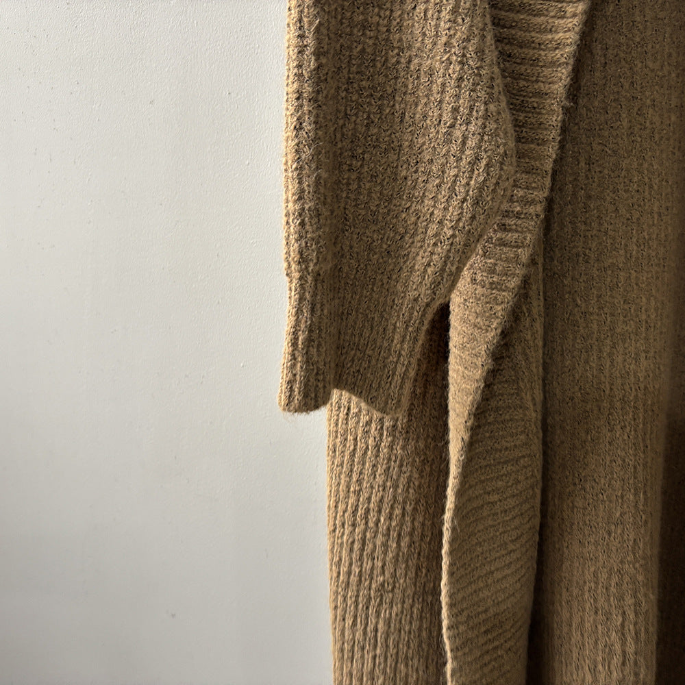 【Y913】實拍大翻領長針織大外套251106